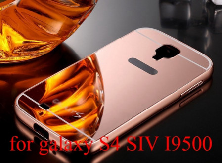 Добави още лукс Бъмпъри за телефони Луксозен алуминиев бъмпър с огледален гръб за Samsung Galaxy S4 I9500 / S4 I9505 / S4 Value Edition I9515 розово златист